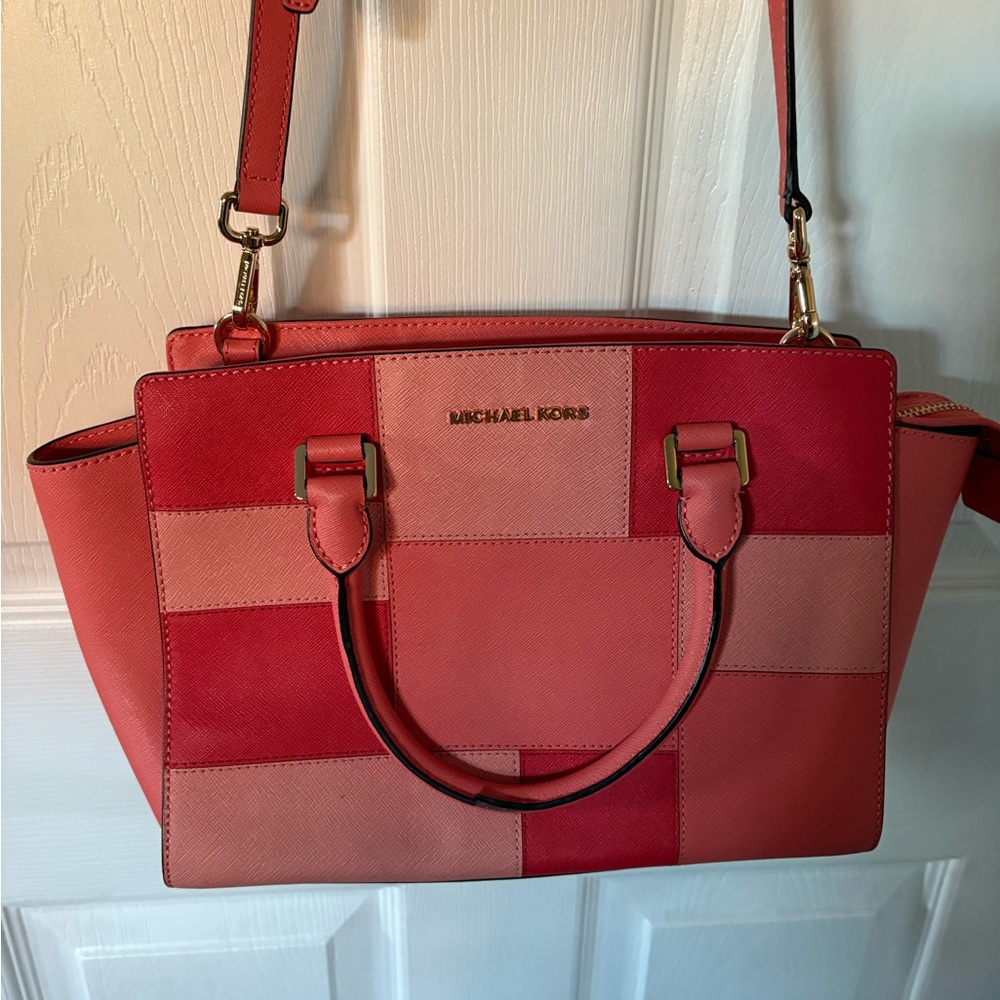 Michael Kors Grapefruit Patchwork Satchel